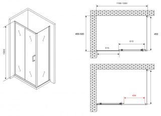 Душевой уголок ABBER Schwarzer Diamant AG30120B5-S50B5 120x50см чёрный